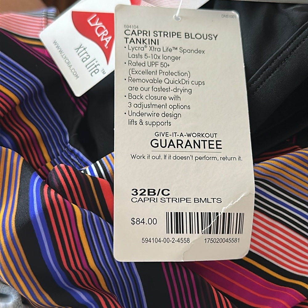 Athleta Swim Athleta Capri Stripe Blousy Tankini Top Size 32B/C - Picture 9 of 13